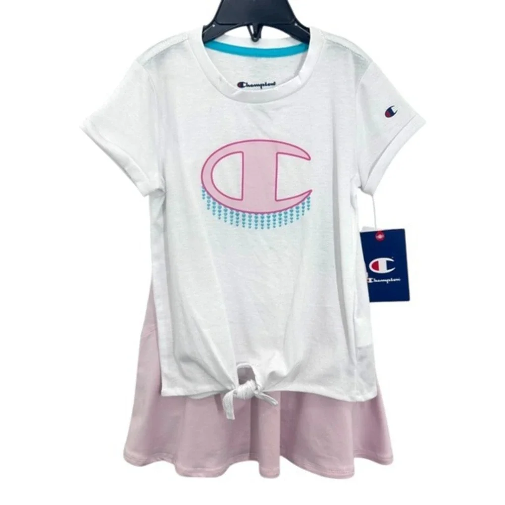 Champion‎ Girls 2PC Active Set Skort & Top Outfit White Pink Size 4T NWT School